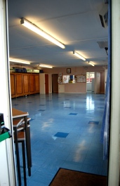 Inside the Community Centre, looking towards the kitchen